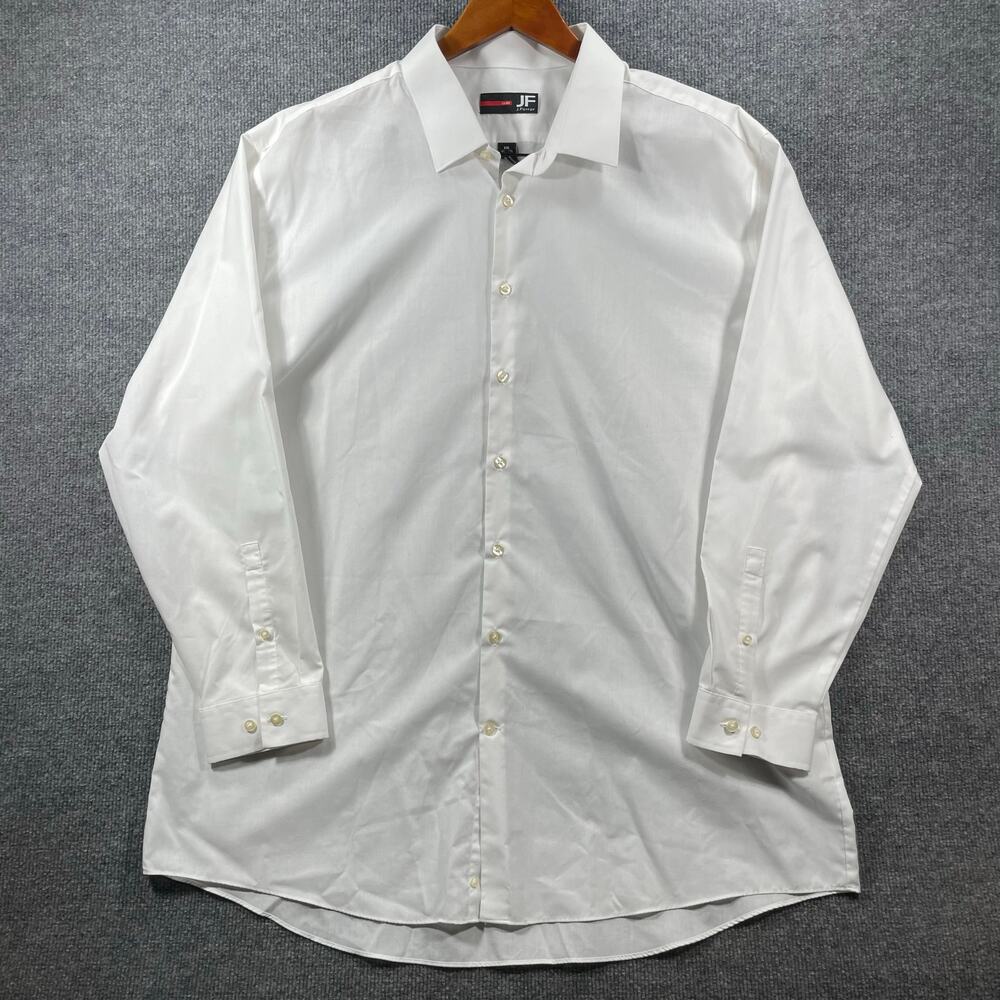 J. Ferrar Slim Button Up Dress Shirt Men's XXL 18-18.5 34-35 White Adjustable